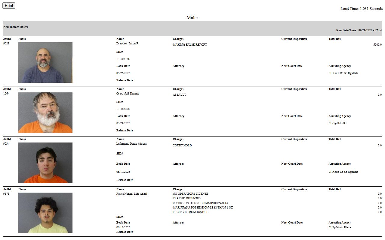 Arthur County inmate search through Keith County current inmate roster