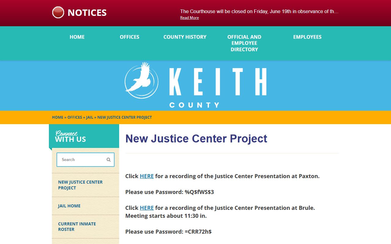 Keith County justice center planning and regional jail capacity for Arthur County